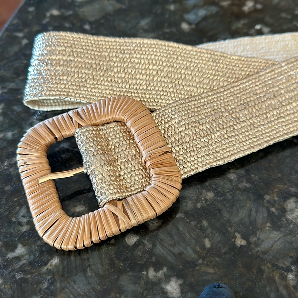Gold raffia belt (vegan)